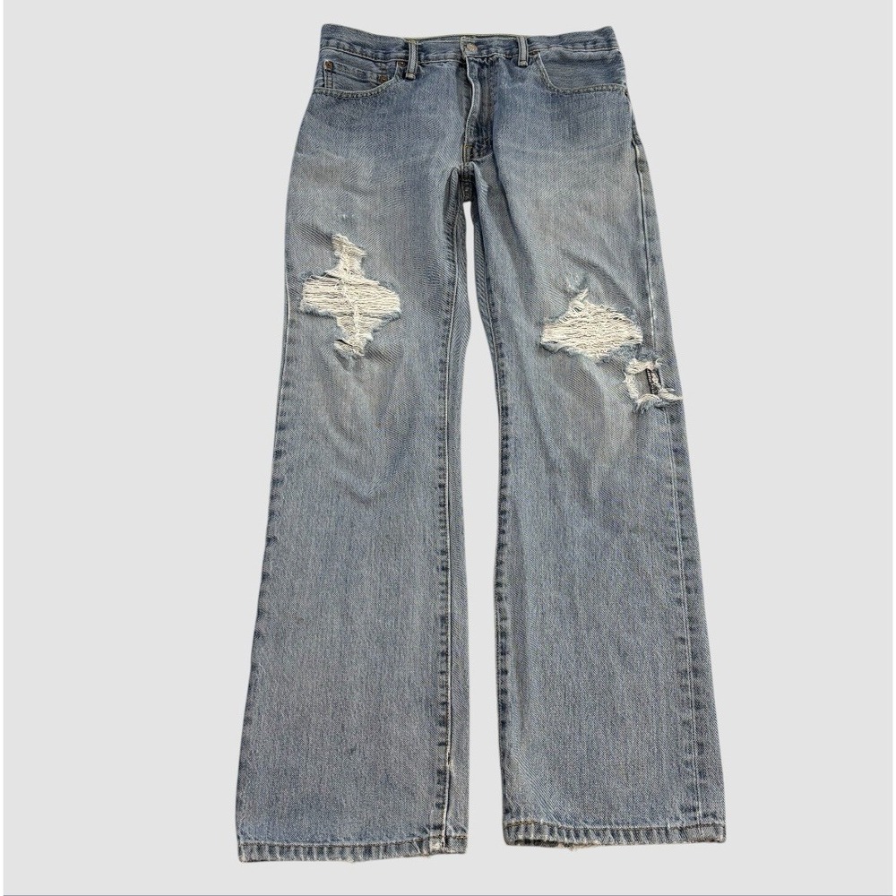 Levi's 517 Jeans Men's 34x32 (Actual 33x31) Distressed Blue Light Wash Boot Cut
